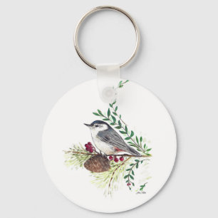 Snygg Nuthatch Bird Art Nyckelring