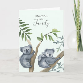 Snygg ny familj - vattenfärg Koala Kort