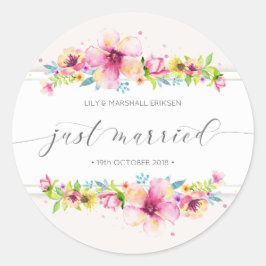 Snygg Ny gifta Bröllop | Sticker Seal Runt Klistermärke