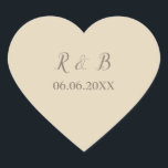 Snygg och Classy Bröllop Hjärtformat Klistermärke<br><div class="desc">Komplettera din bröllop-stationär med klass med hjälp av dessa hjärtformsmärken. De har en beige bakgrund med text skriven med vackert brunt teckensnitt. Anpassa ditt namn och bröllop-datum även i brunt teckensnitt. Beställ dina bröllopsklippare idag! Bröllop Sticker-design: BröllopsbyRhoadie</div>