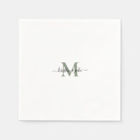 Snygg och enkel Sage-monogram-svans Servetter