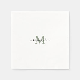 Snygg och enkel Sage-monogram-svans Servetter