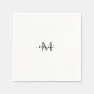 Snygg och enkel Sage-monogram-svans Servetter