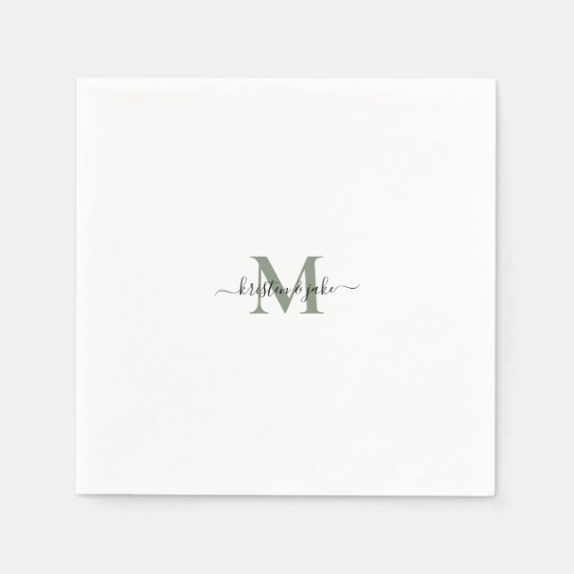 Snygg och enkel Sage-monogram-svans Servetter (Framsidan)