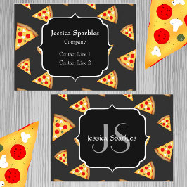 Snygg och rolig mönster med pizzaskivor Monogram Visitkort