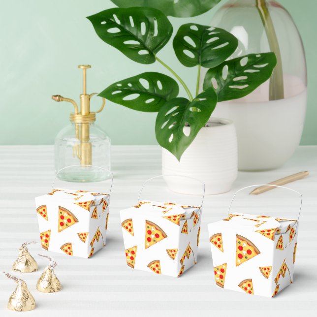 Snygg och rolig mönster med pizzasnitt på vit presentaskar (Multipel)