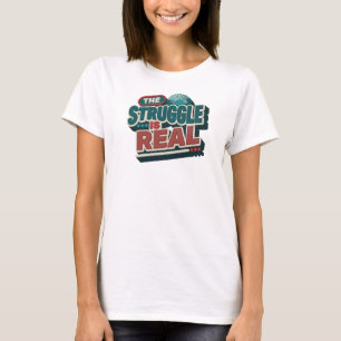 Snygg och stilren marin "KAMPEN ÄR VERKLIG" T Shirt