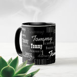 snygg och svart, skapa din egen namn mönster mugg<br><div class="desc">En svart och personlig mugg. Skapa ditt eget kaffe-mugg.. Det är enkelt och roligt att göra</div>