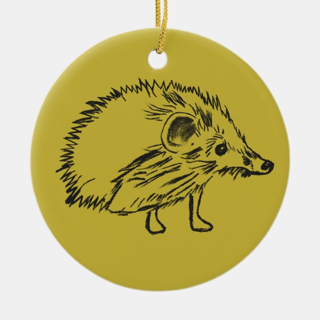 Snygg och Sweet Hedgehog Teckning Ornament (Framsidan)