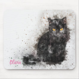 Snygg och Trendig Black Cat Distress Photo Musmatta