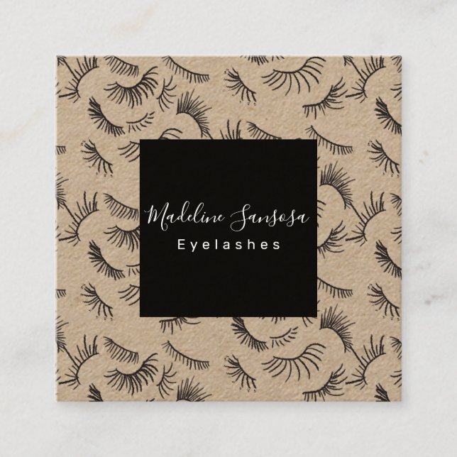 Snygg ögonfransstylist Svarta ögonfransar Klotter Fyrkantigt Visitkort (Framsida)