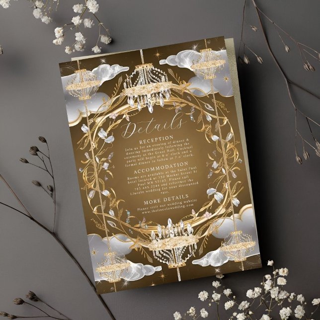 Snygg Opulent Guld och Crystals Bröllop Tilläggskort (Skapare uppladdad)