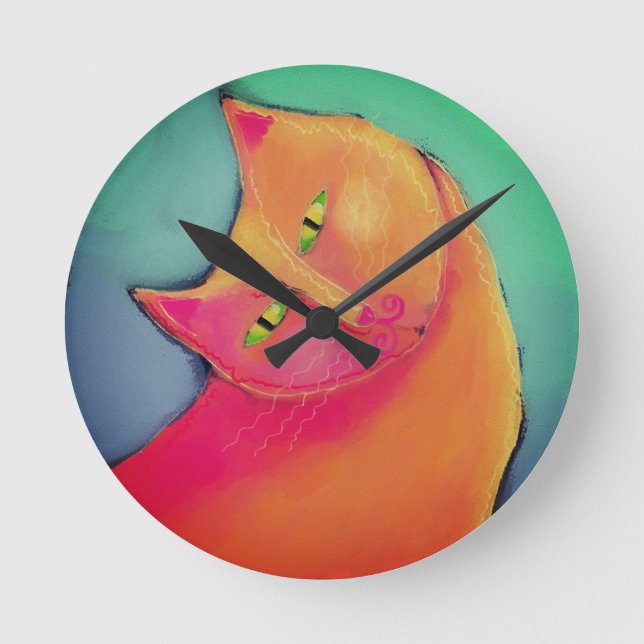 Snygg Orange Abstrakt Art Rund Klocka (Framsida)