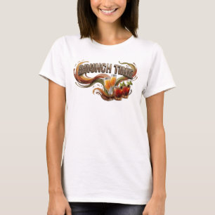 Snygg Orange BRUNCH TIME 3D Text Konst T Shirt