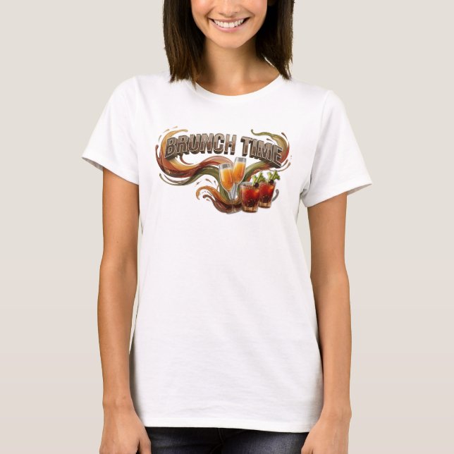 Snygg Orange BRUNCH TIME 3D Text Konst T Shirt (Framsida)