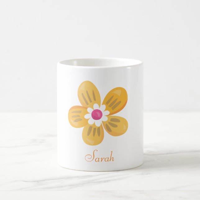 Snygg Orange Flower Kaffemugg (Center)
