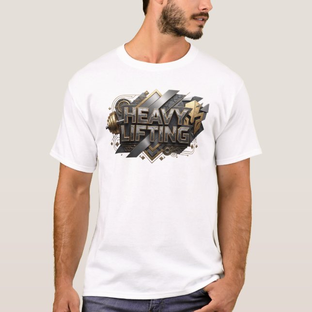 Snygg orange HEAVY LIFTING Statement T-shirt (Framsida)