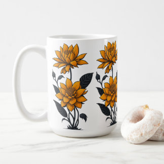Snygg Orange Jasmine Flower Kaffemugg