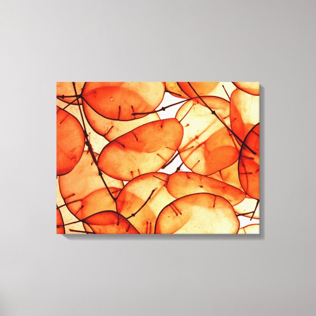 Snygg Orange Löv Wrapped Canvas (Framsida)