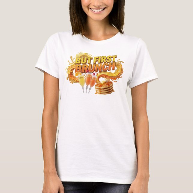 Snygg Orange MEN FÖRST BRUNCH Statement T-shirt (Framsida)
