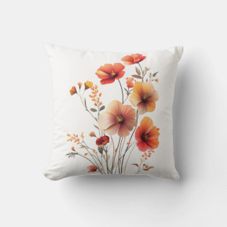 Snygg Orange och Gult Vår blommor Kudde