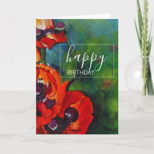 Snygg Orange Poppies Painting Grattis på födelseda Kort