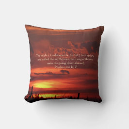 Snygg Orange Sunrise Art med Bible Verse Kudde