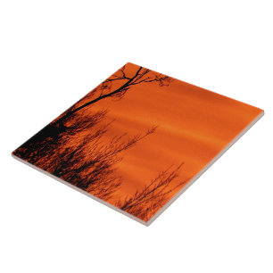 Snygg Orange Sunrise i Kansas Kakelplatta
