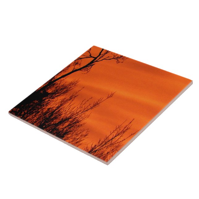 Snygg Orange Sunrise i Kansas Kakelplatta (Sidan)