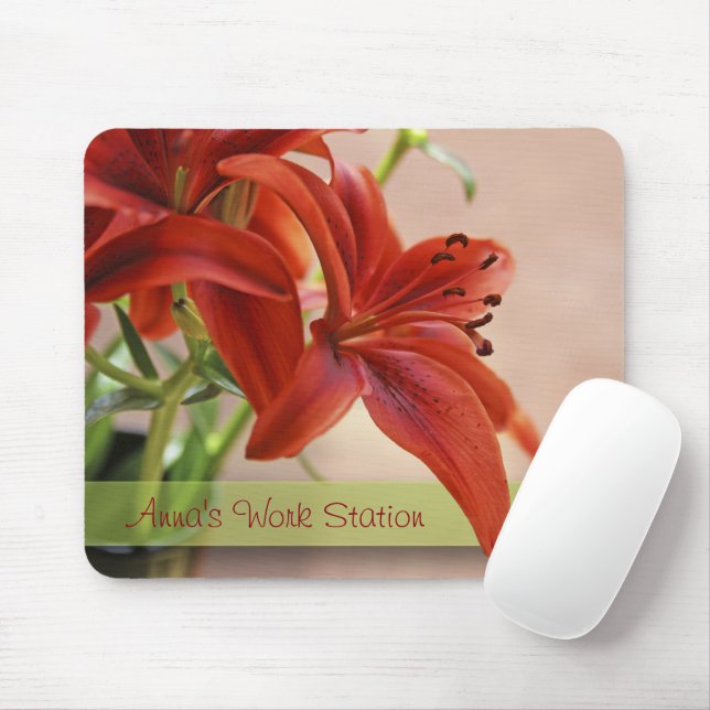 Snygg Orange Tiger Lily Flowers Close Close Close  Musmatta (Med mus)