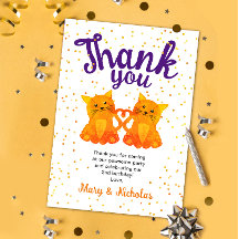 Snygg Orange Twin Kitten Confetti Party Tack