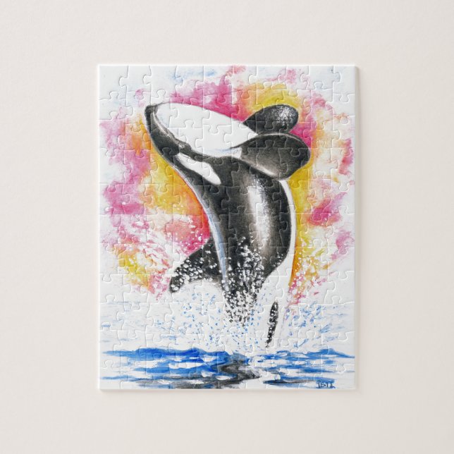 Snygg Orca Whale Breaching Pussel (Vertikal)