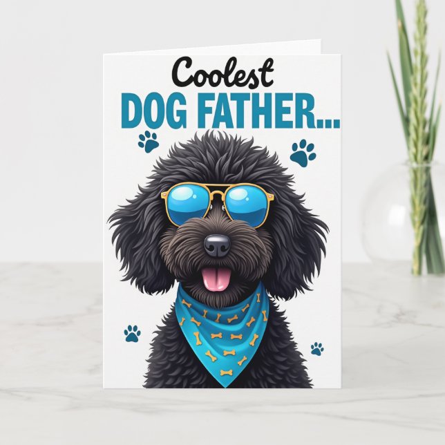 Snygg pappa till hund Blå tassavtryck kort (Framsida)