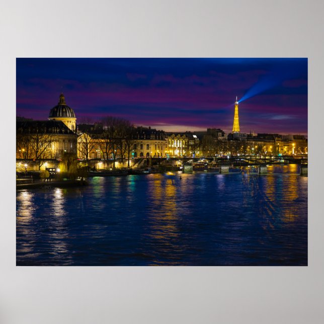 Snygg Paris Frankrike Evening Skyline Poster (Framsidan)