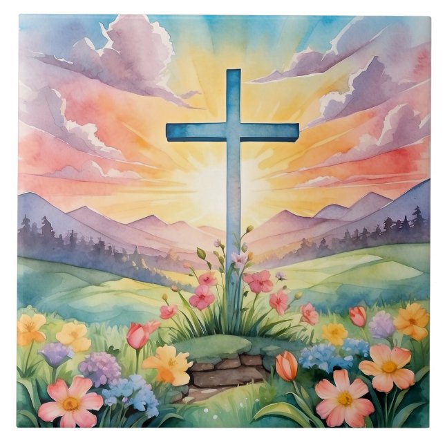 Snygg Påsk Watercolor Art Kakelplatta (Framsidan)