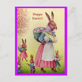 Snygg Påskhare Mor och hennes lilla Bunnies Vykort
