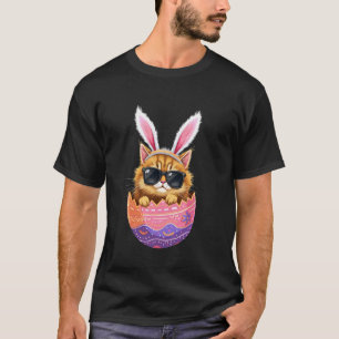Snygg påskkatt i ägg påskharens dag t shirt