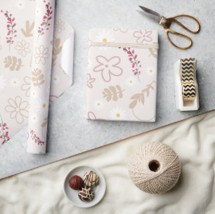 Snygg pastel blommigt rosa söt 21:a födelsedag presentpapper