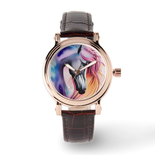 Snygg Pastel Unicorn Horse Triptych Armbandsur (Framsida)