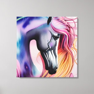 Snygg Pastel Unicorn Horse Triptych Canvastryck