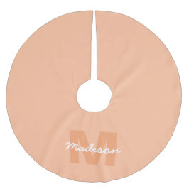 Snygg pastell färg persika med anpassad monogram n julgransmatta borstad polyester