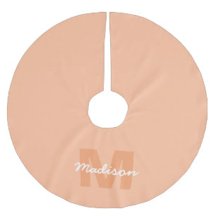Snygg pastell färg persika med anpassad monogram n julgransmatta borstad polyester