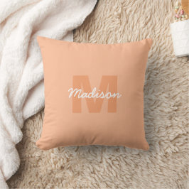 Snygg pastell persikofärg med anpassad monogramnam kudde