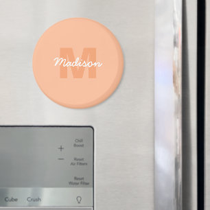 Snygg pastell persikofärg med anpassad monogramnam magnet