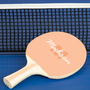 Snygg pastellpersikofärg med anpassad monogramnamn pingisracket