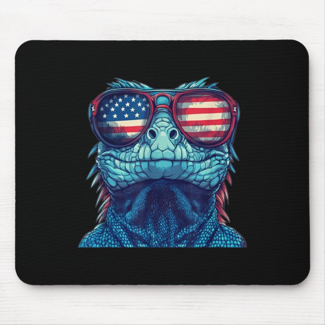 Snygg patriotisk reptildräkt för ödla och 4:e musmatta (Framsidan)