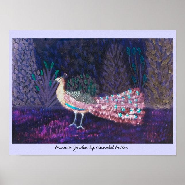 Snygg Peacock Colorful Art Poster (Framsidan)