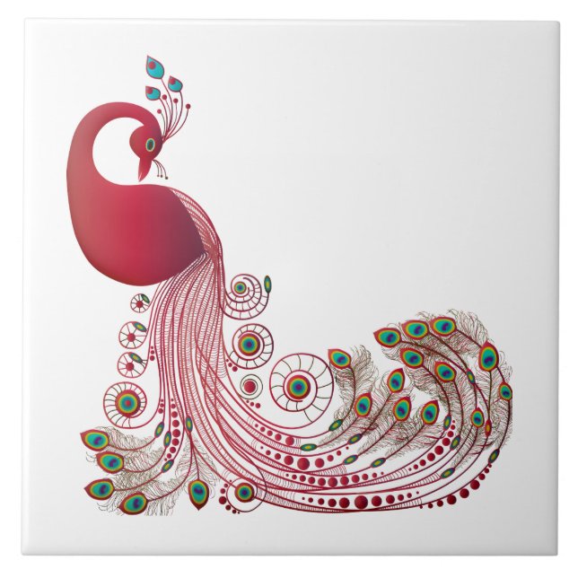 Snygg Peacock-design Kakelplatta (Framsidan)
