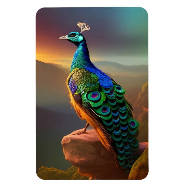 Snygg Peacock Magnet (Vertikal)