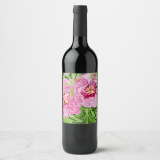 Snygg peony vinflaska etikett